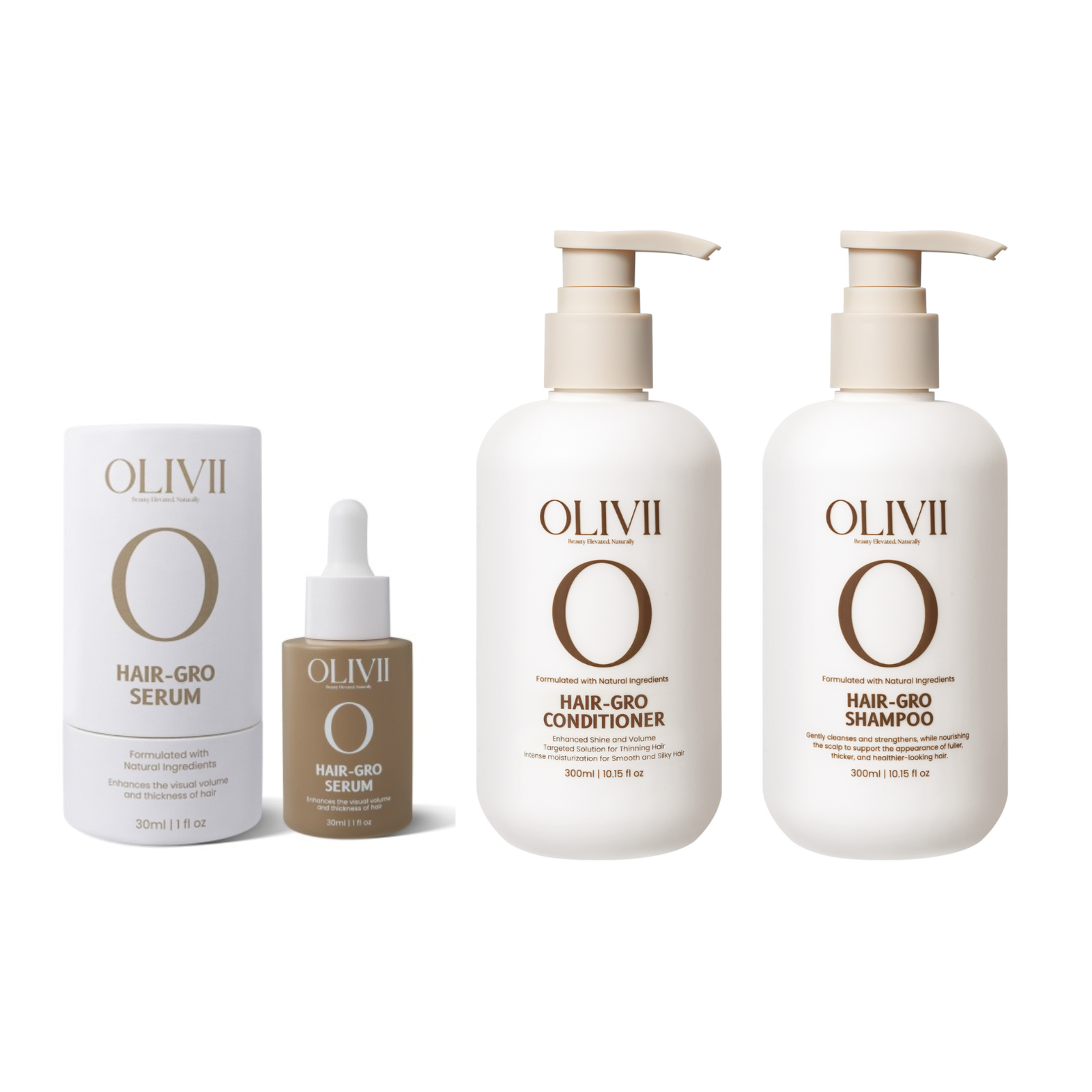 The OLIVII Hair-Gro collection: shampoo, conditioner and serum